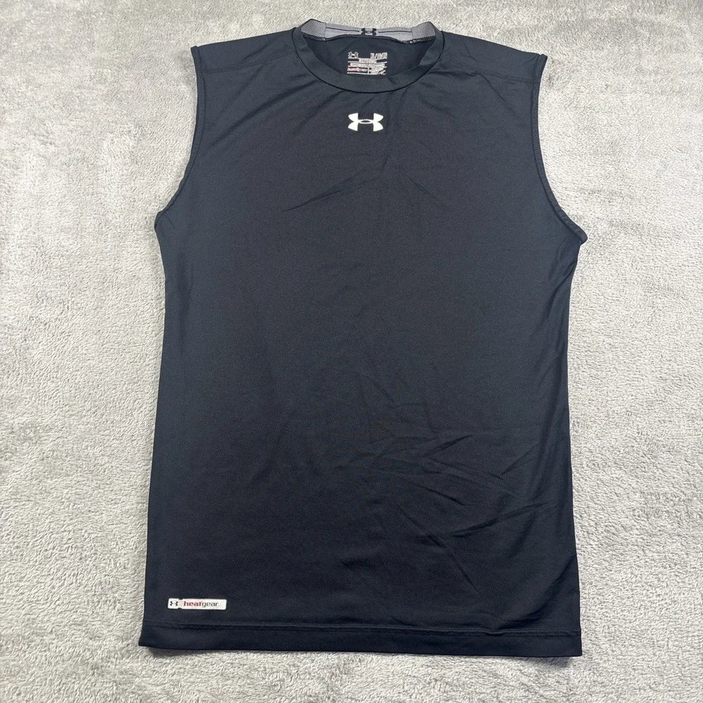 Under Armour Heatgear Mens Size XL Compression Black Top Sports Gym Athletic